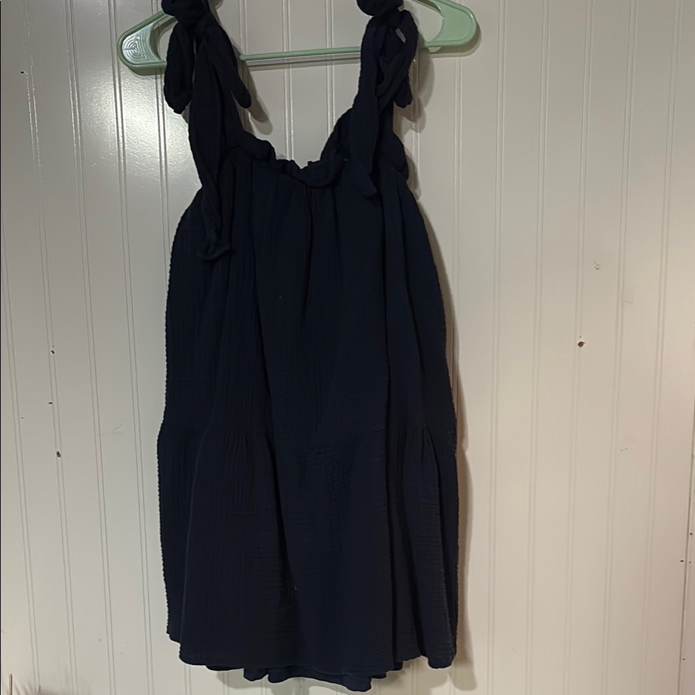Navy Sleeveless Dress with Tie Straps